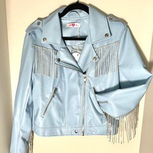 Rife White Fringe Leather Jacket